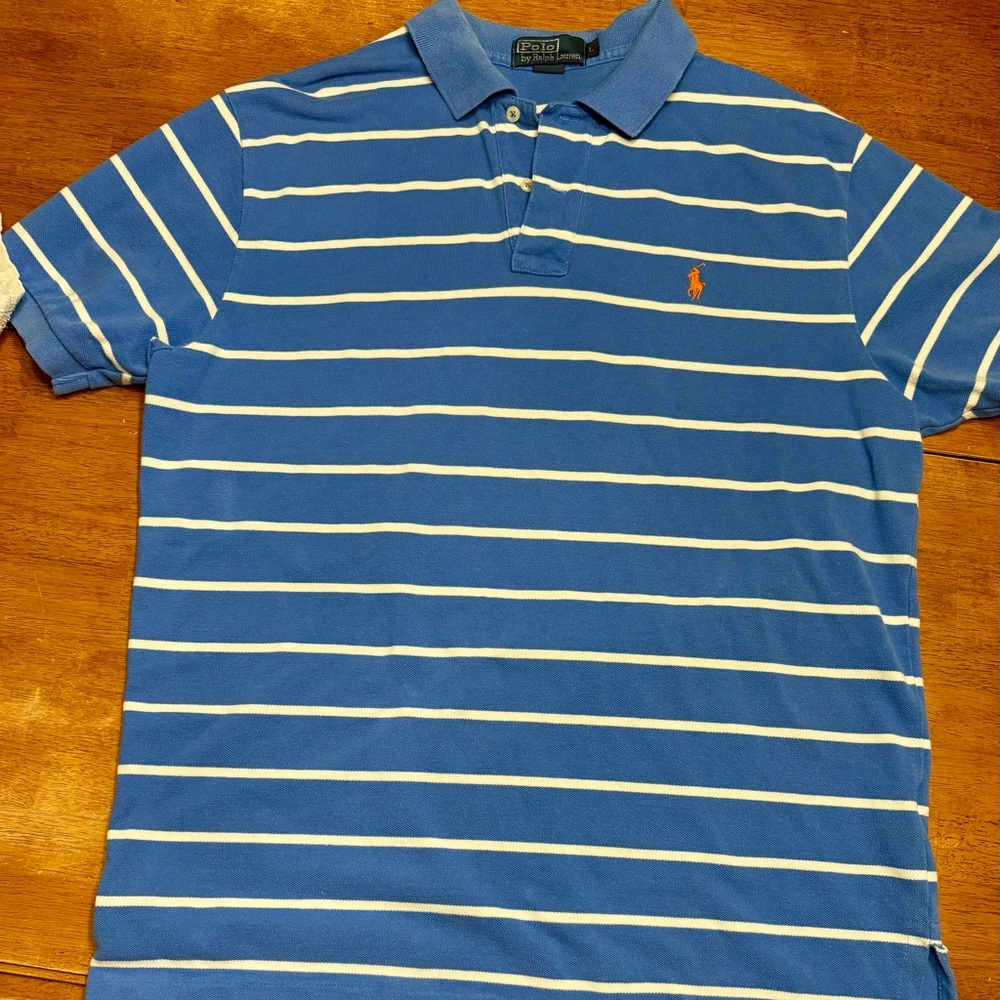 Polo by Ralph Lauren Large - Blue & White Striped Men's Shirt